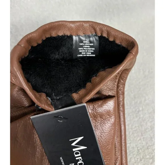 Marcus Adler Brown Leather Women's Touchscreen Gloves Size Large New With Tag's - Picture 6 of 6